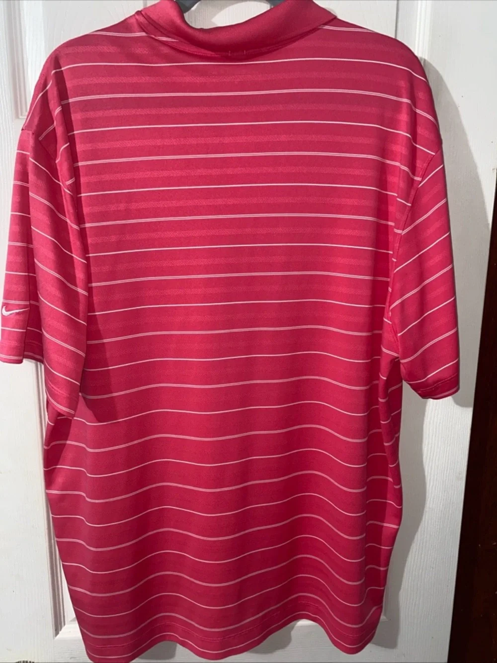 Nike Golf Pink & white Striped Dri-Fit Polo Shirt Men’s XL